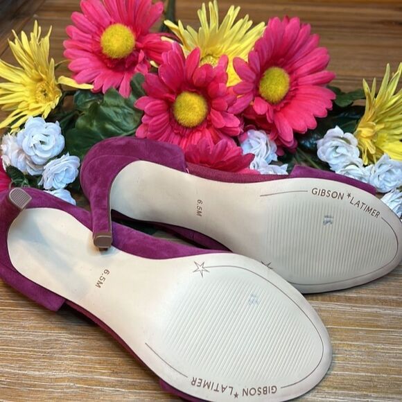 GIBSON latimer fuchsia suede peep toe heel size 6.5M - Picture 9 of 11